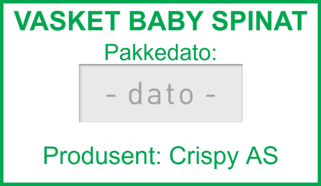 Bilde av Datostempel for gartneri med pakkedato, navn på grønnsak og produsent
