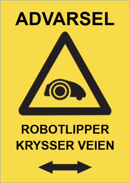 Bilde av Fareskilt, robotklipper krysser vei