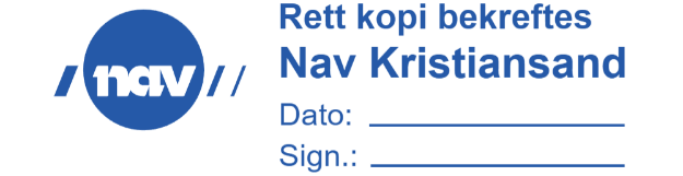 Bilde av Nav stempel med Rett kopi bekreftes